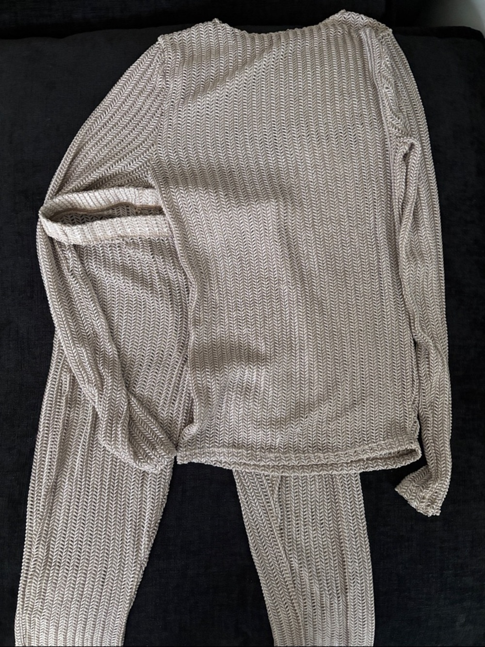 Beige Knit Long Sleeve Top